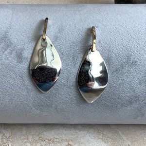 Gold and Silver leaf drop earrings